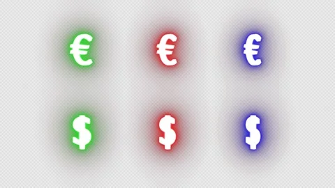 4K loop animation video of neon currency exchange on transparent bg Vídeo Stock 341280728