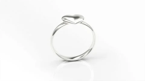 4K Loop Animation of White Gold Ring with Heart Shape Stock Footage 100816793