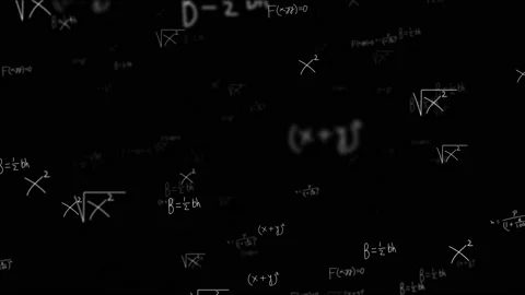 4K loop Animation of white mathematical formulae and geometric drawings on Video stock 157991543