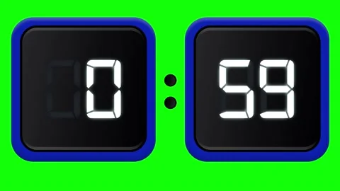4K Loop Blue Precise Countdown 1 minute green screen Stock Footage 151278021