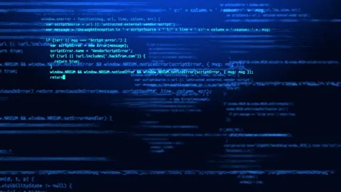 4K loop Blue Screen Program Code on a Computer Screen in Defocus Animation. Stock Footage 151427715