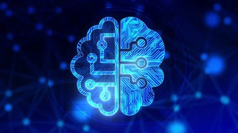 4K Loop digital Robotic system Artificial intelligence AI brain Animation. Stock Footage 178578492
