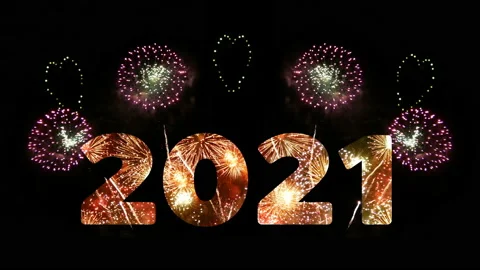 4K loop firework of year 2021 greeting during new year eve countdown celebration Stock Footage 144678385