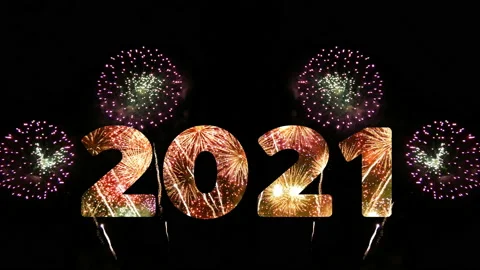 4K loop firework of year 2021 greeting during new year eve countdown celebration Stock Footage 144678705