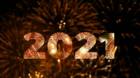 4K loop firework of year 2021 greeting during new year eve countdown celebration Stock Footage 144679021
