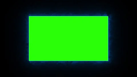 4K Loop Frame Template Animation of Neon Line Green and Orange Illuminated .. Stock Footage 309845458