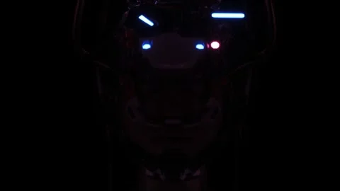 4k Loop A futuristic robotic face illuminated by neon lights,  Stock-Footage 292259105