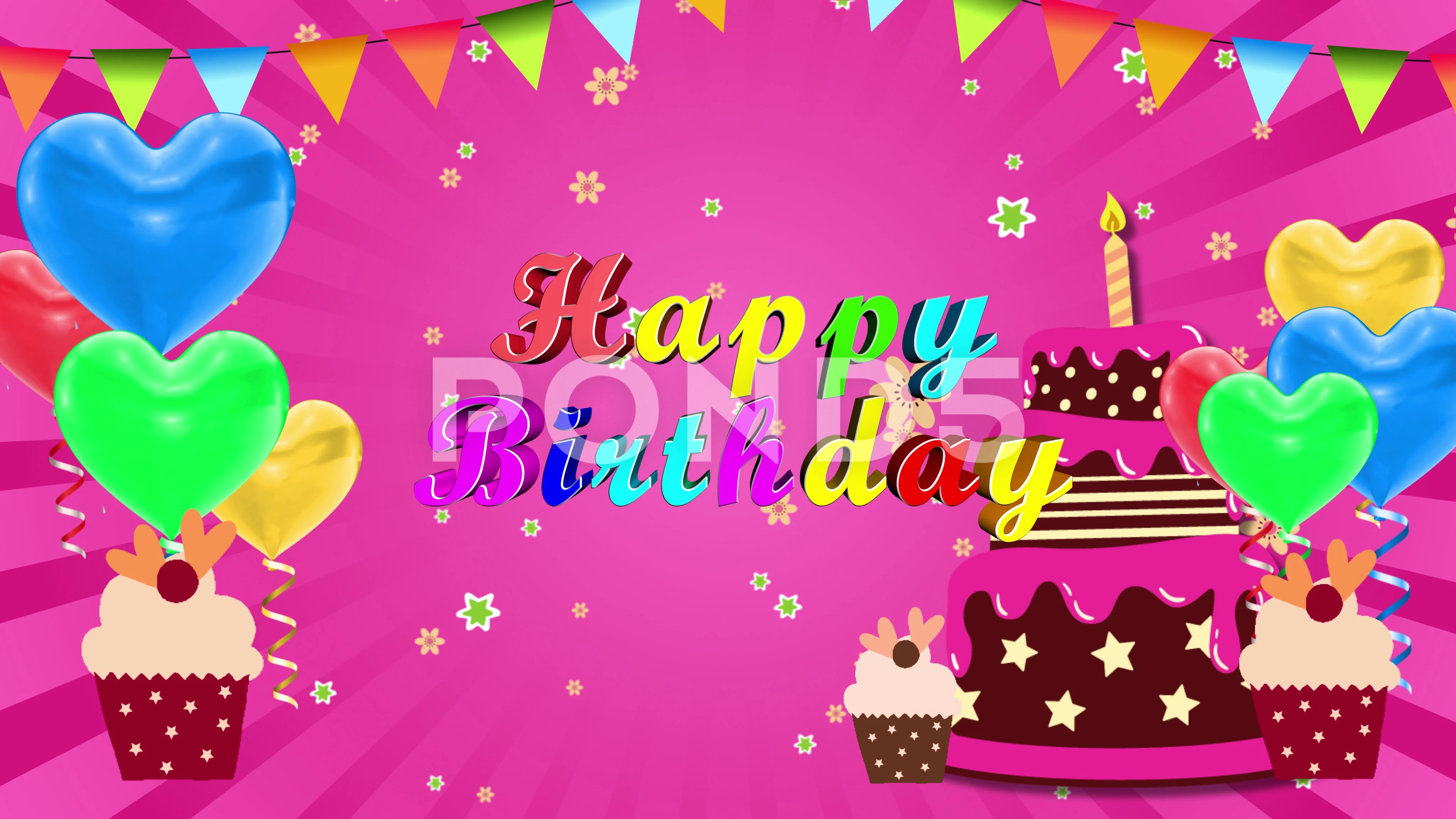 4K Loop Happy Birthday celebration typog... | Stock Video | Pond5