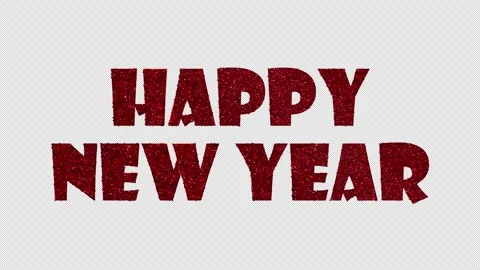 4K Loop Happy New Year Gold Glittering Text Animation With Alpha Channel. Stock Footage 258706857