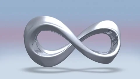 4K loop of a rotating chrome infinity shape with smooth reflections on gradient. Stock Footage 321861905