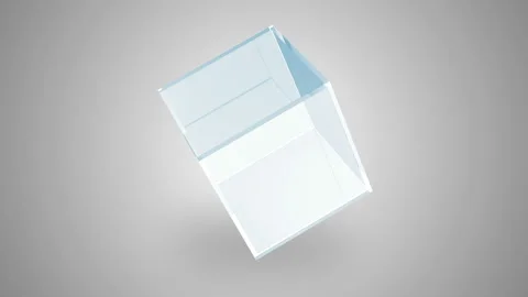 4K Loop Rotation Animation of Empty Glass Cube on gradient background Stock Footage 102182682