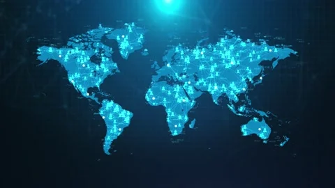 4k Loop World map user icon Global commu... | Stock Video | Pond5