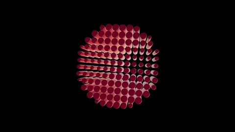 4K loopable abstract 3D spinning red and purple cylinder rod animation. Stock Footage 338345210