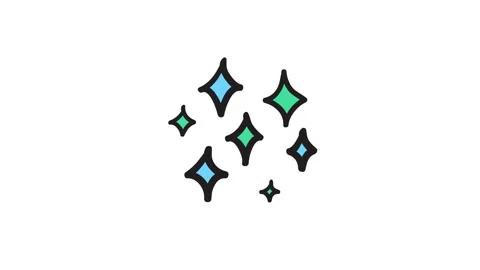 4K Loopable Blue &amp; Green Cartoon Stars Blinking on White Background, 2D Twinkles Vídeos de archivo 332868208