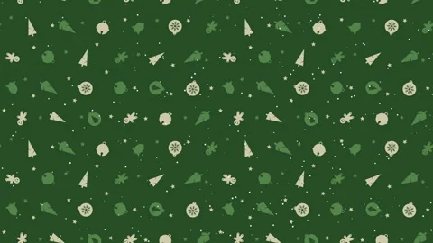 4K loopable Christmas green background, with decorations and snowing animation Stock Footage 251574066