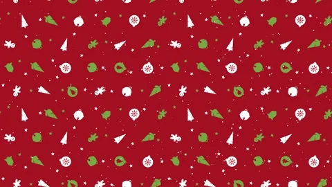 4K loopable Christmas red background, with decorations and snowing animation Stock Footage 251574048