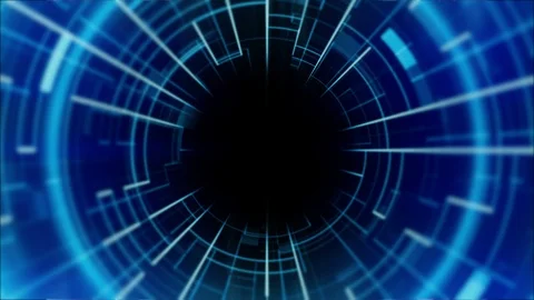 4K loopable futuristic  Abstract background with flying into digital tunnel Stock Footage 106802189