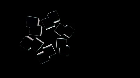 4K loopable rotating metallic blocks geometric 3D animation. Stock Footage 338345238