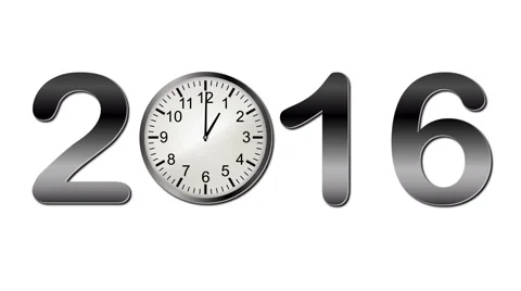 4K loopable video of clock inside text 2016 Stock Footage 56808678