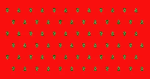 4k Loopable Video.  Pattern with Clay Christmas tree against Red Background Stock Footage 112688350
