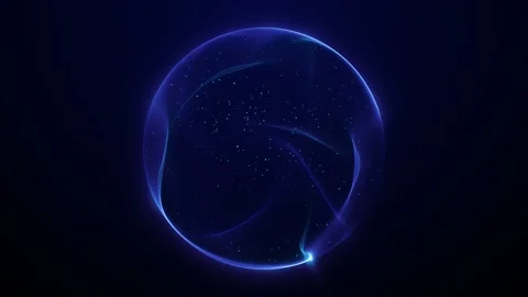 4K looped 3D sphere. Smooth blue orb with cosmic particles inside. energy sphere Stock Footage 346489802