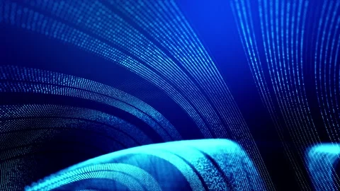 4k looped abstract background of glow particles form lines, surfaces as Stock Footage 133227441