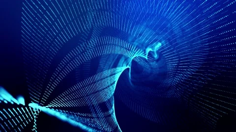 4k looped abstract background of glow particles form lines, surfaces as Stock Footage 133229151