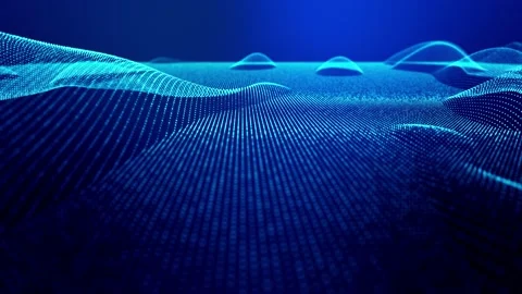 4k looped abstract background of glow particles form lines, surfaces as Stock Footage 140107013