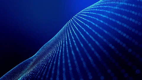 4k looped abstract background of glow particles form lines, surfaces as Stock Footage 140107658