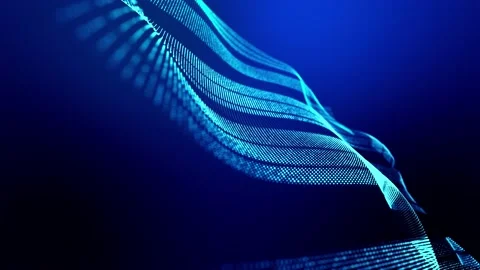 4k looped abstract background of glow particles form lines, surfaces as Stock Footage 140107761