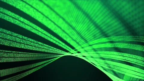 4k looped abstract green background of glow particles form lines, surfaces Stock Footage 138080077