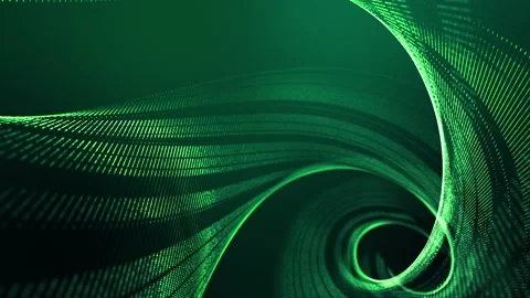 4k looped abstract green background of glow particles form lines, surfaces Stock Footage