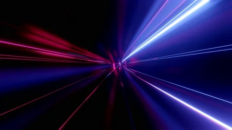 4k looped abstract high-tech tunnel with neon lights, camera flies through Stock Footage 134223052