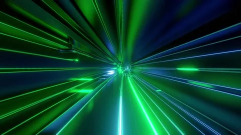 4k looped abstract high-tech tunnel with neon lights, camera flies through Stock Footage 136411747