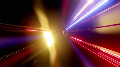 4k looped abstract high-tech tunnel with neon lights, camera flies through Stock Footage 138085162