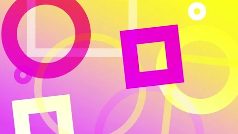 4K Looped Animated Random Squares and Circles Colorful Background Stockbeeldmateriaal 108234917
