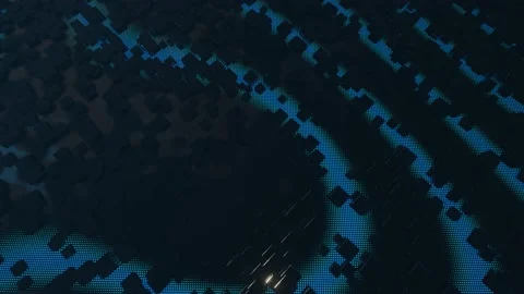 4k looped animation. 3d objects form sci fi composition on surface 3d pattern Stock Footage 181635824