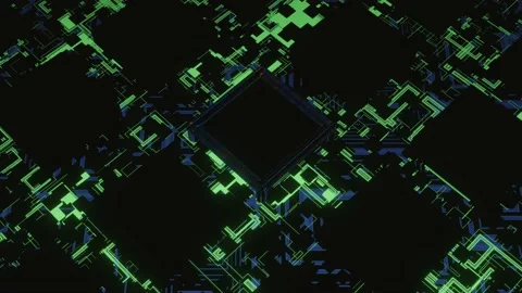 4k looped animation. 3d objects form sci fi composition on surface 3d pattern Stock Footage 223231279