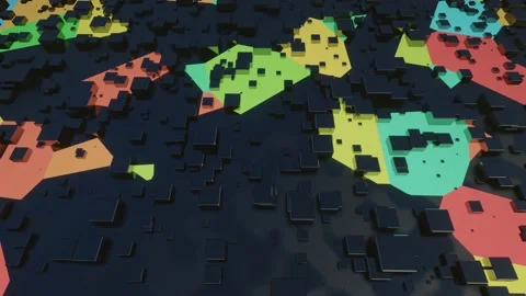 4k looped animation. Flight over hi tech pattern on plane surface, neon glow Stock Footage 172267698
