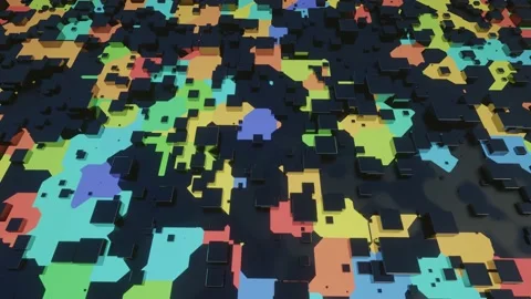 4k looped animation. Flight over hi tech pattern on plane surface, neon glow Stock Footage 201035760