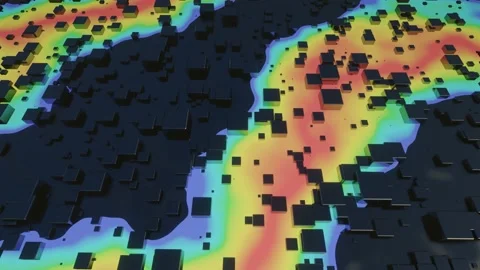 4k looped animation. Flight over hi tech pattern on plane surface, neon glow Stock Footage 219509351