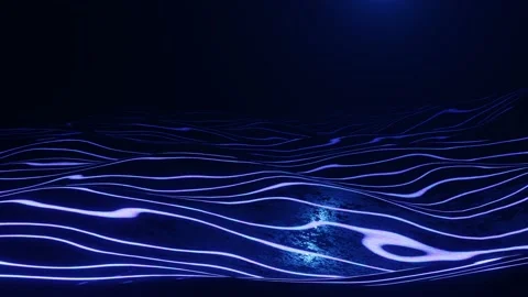 4k looped animation. Flight over hi tech pattern on plane surface, neon glow Stock Footage 238404081
