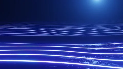 4k looped animation. Flight over hi tech pattern on plane surface, neon glow Stock Footage 280462319