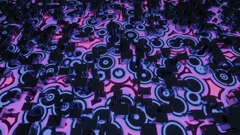 4k looped animation. Hi tech pattern on plane surface, neon glow, complex Stock Footage 205573300