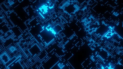 4k looped animation. Hi tech pattern on plane surface, neon glow, complex Stock Footage 276317867