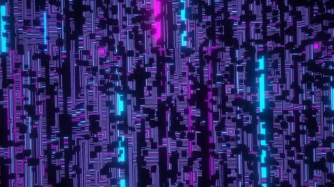 4k looped animation. Hi tech pattern on plane surface, neon glow, complex Stock Footage 277678801