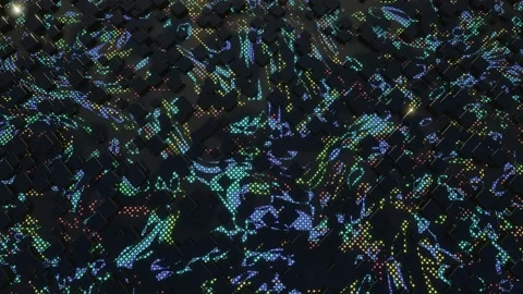 4k looped animation. Hi tech pattern on plane surface, neon glow, complex Stock Footage 277994701