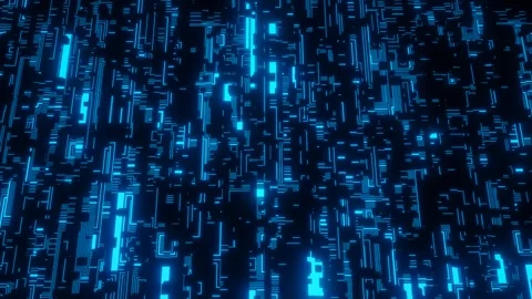 4k looped animation. Hi tech pattern on plane surface, neon glow, complex Stock Footage 280461613