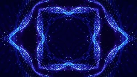 4k looped sci-fi 3d background with light effects. Glow blue particles form Stock Footage 127830619