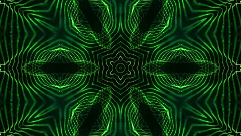 4k looped sci-fi 3d background with glow green particles form lines, surfaces Stock Footage 133195565